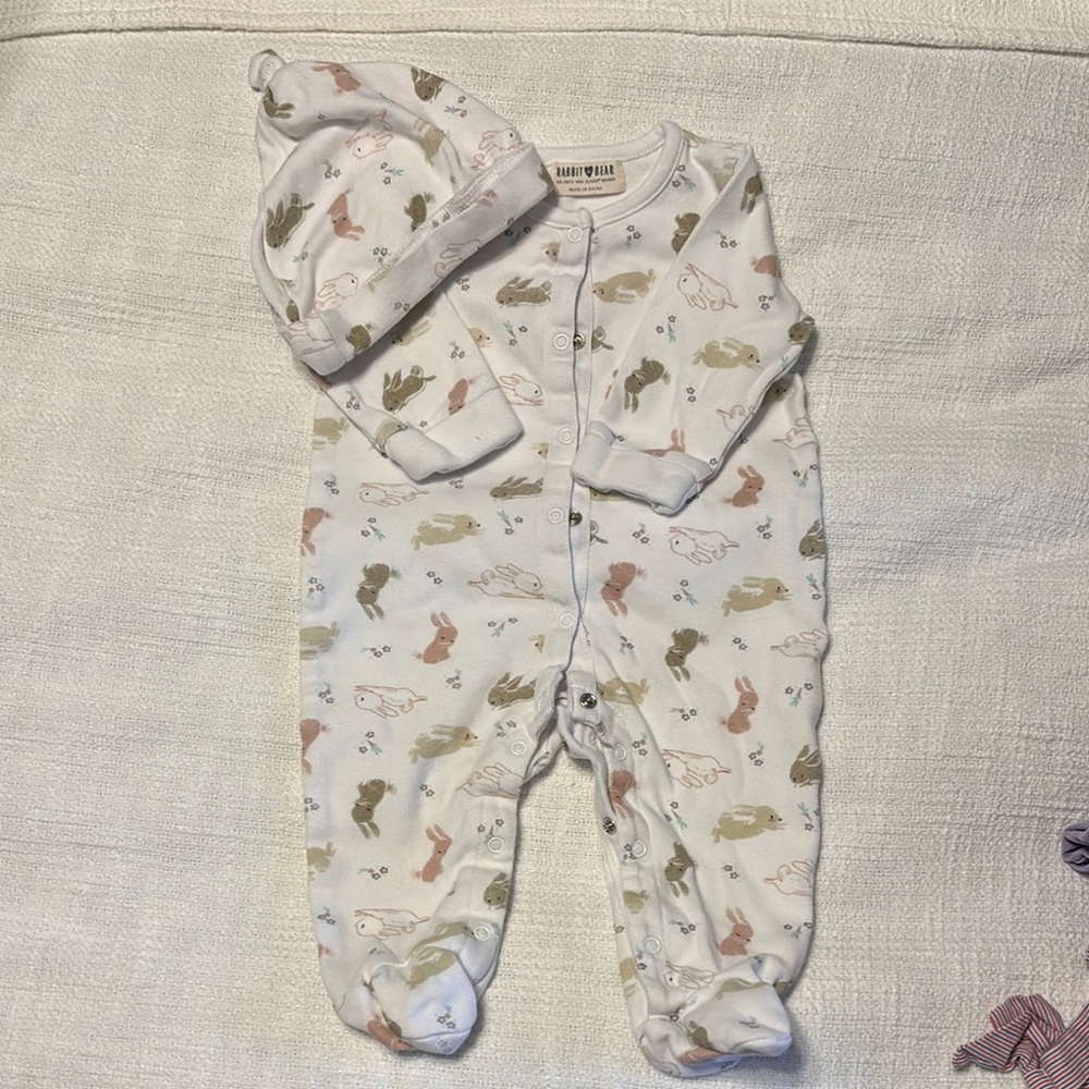 Baby One Piece with Hat - Multicolor Animal Print